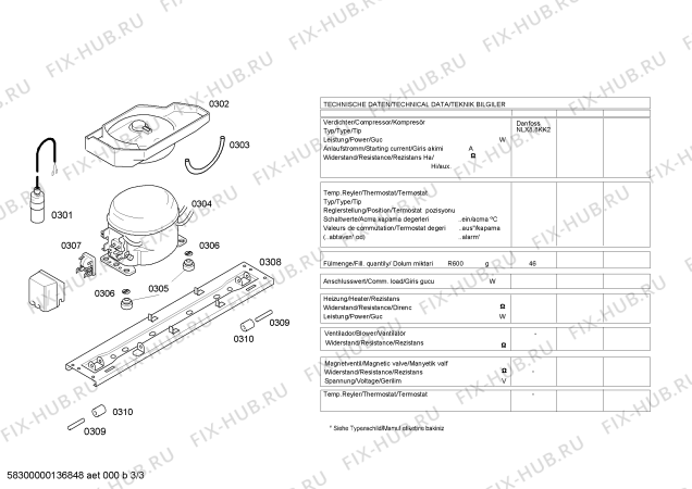Взрыв-схема холодильника Bosch KGN36V65 - Схема узла 03