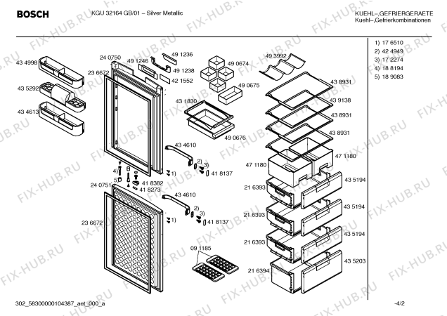 Схема №2 KGU32163GB с изображением Инструкция по эксплуатации для холодильной камеры Bosch 00591653