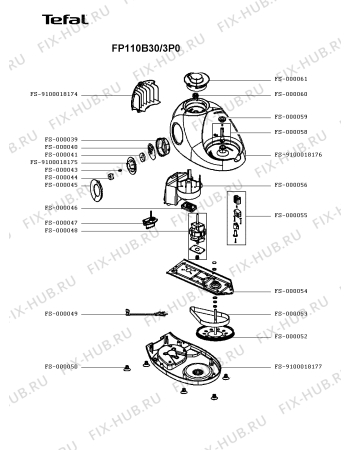 Схема №1 FP110B30/3P0 с изображением Чаша для кухонного измельчителя Tefal FS-9100018186