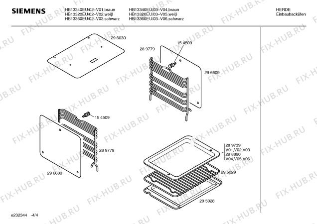 Схема №4 HB13361EU с изображением Фронтальное стекло для электропечи Siemens 00296339