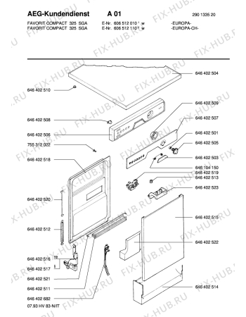 Схема №1 FAV5458W с изображением Пружинка для посудомойки Aeg 8996464025015
