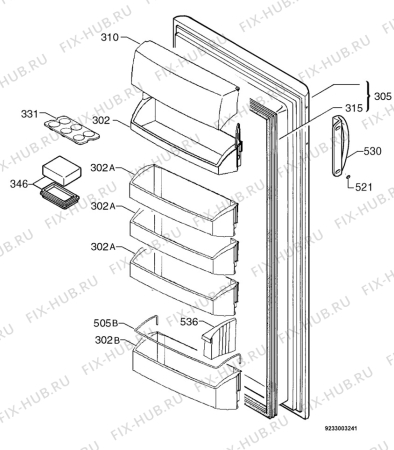 Взрыв-схема холодильника Aeg OEKO S.S2573-6KA - Схема узла Door 003