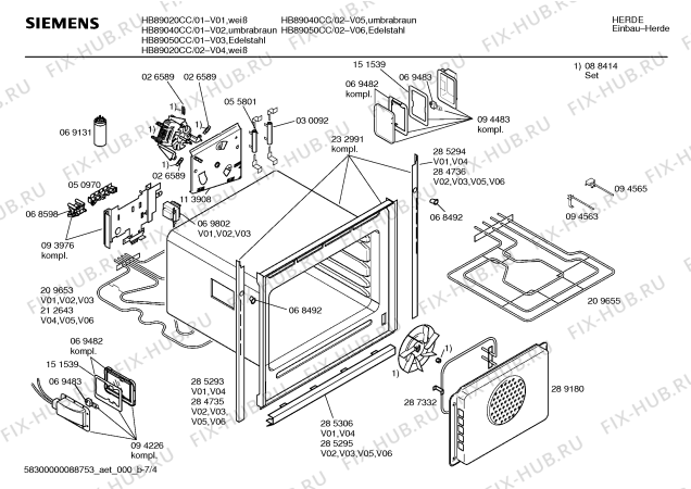 Схема №2 HB89040CC с изображением Панель для плиты (духовки) Siemens 00288222