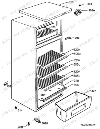 Схема №1 S52300DSW0 с изображением Элемент корпуса для холодильника Aeg 2276231400