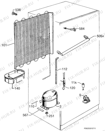 Взрыв-схема холодильника Zanussi Electrolux ZERB2825 - Схема узла Cooling system 017