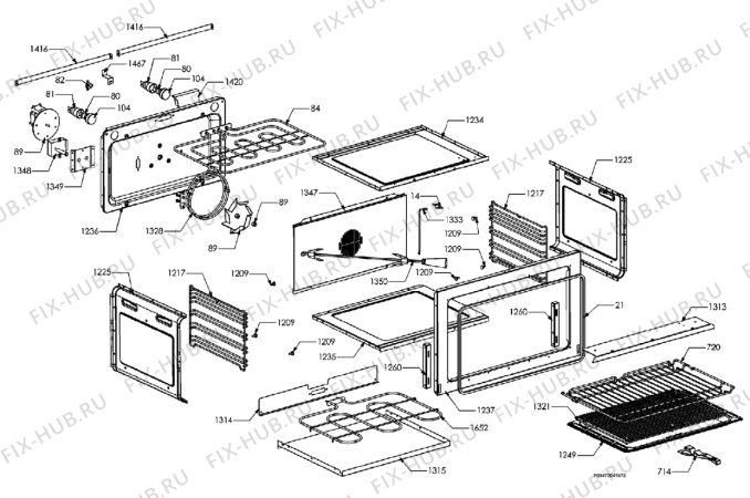 Взрыв-схема плиты (духовки) Electrolux EKC90710X - Схема узла Section 6