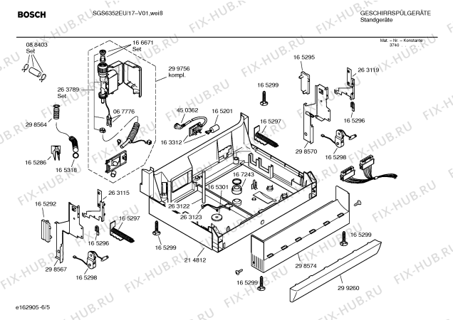 Схема №5 SGS6352EU с изображением Инструкция по эксплуатации для посудомойки Bosch 00527088