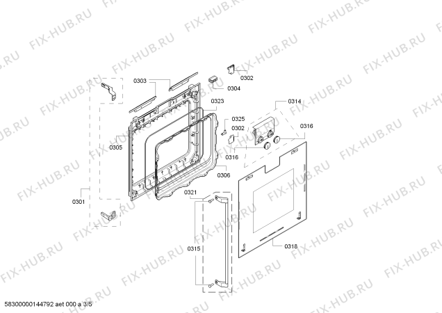 Схема №2 BO220101 с изображением Рамка для плиты (духовки) Bosch 00684084