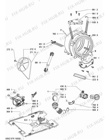 Взрыв-схема стиральной машины Whirlpool AWOE 8348 - Схема узла
