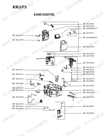 Взрыв-схема кофеварки (кофемашины) Krups EA901030/70E - Схема узла HP005718.5P3