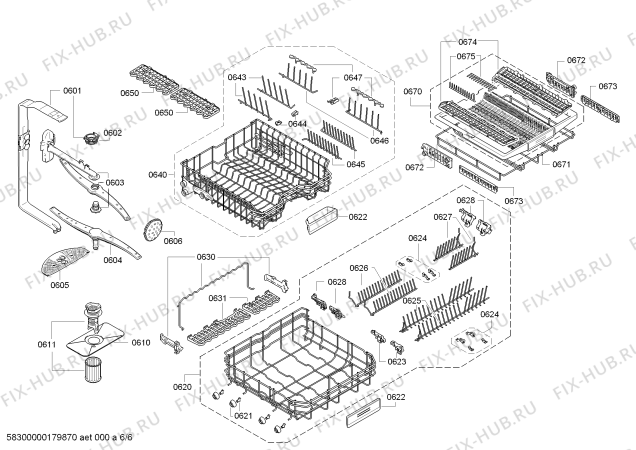 Схема №5 SMU69U85AU made in Germany с изображением Передняя панель для посудомойки Bosch 00797121