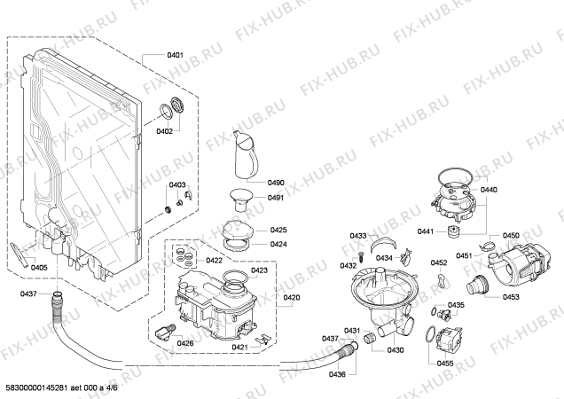 Взрыв-схема посудомоечной машины Bosch SMV50E10RU - Схема узла 04