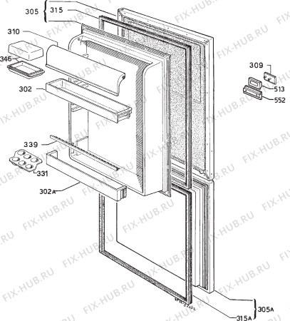 Взрыв-схема холодильника Aeg 3049I - Схема узла Door 003