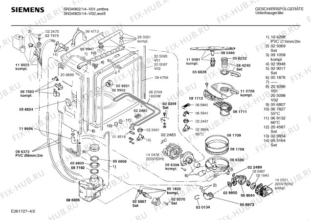 Взрыв-схема посудомоечной машины Siemens SN34903 - Схема узла 02