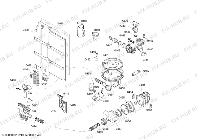 Взрыв-схема посудомоечной машины Bosch SGS85M22AU - Схема узла 04