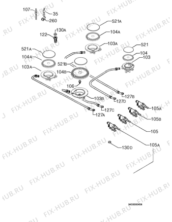 Взрыв-схема плиты (духовки) Electrolux EKK601301W - Схема узла Functional parts 267