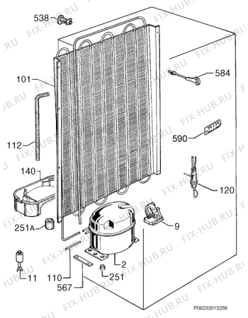 Взрыв-схема холодильника Electrolux SC291 - Схема узла Cooling system 017