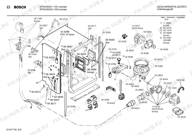 Взрыв-схема посудомоечной машины Bosch SPI2430 - Схема узла 02
