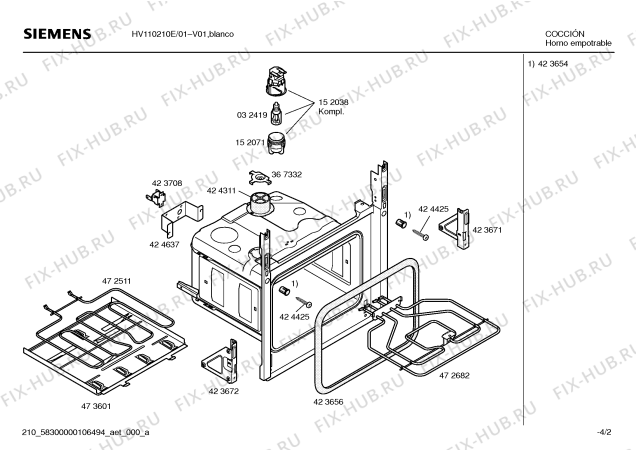 Взрыв-схема плиты (духовки) Siemens HV110210E - Схема узла 02