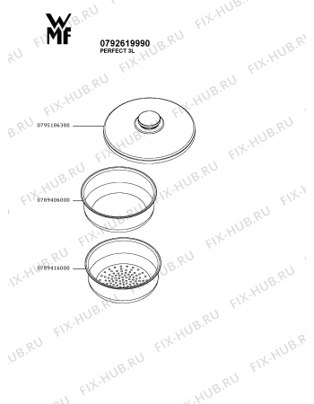 Взрыв-схема кастрюли для духовки Wmf 0792619990 - Схема узла XP005846.1P2