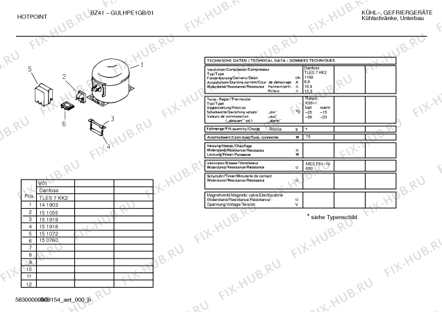 Взрыв-схема холодильника Hotpoint GULHPE1GB - Схема узла 03