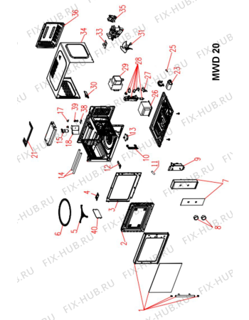 Схема №1 MWD 20 MIR с изображением Обшивка для электропечи Whirlpool 482000095181