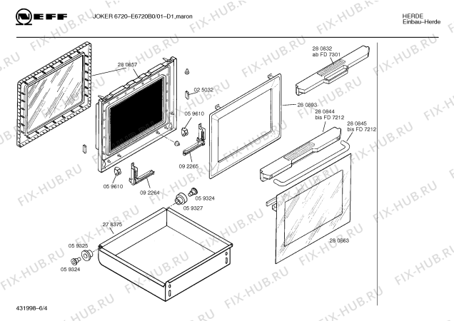 Схема №3 E6720B0 JOKER 6720 с изображением Передняя панель для плиты (духовки) Bosch 00280861