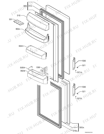 Взрыв-схема холодильника Aeg Electrolux S61402KG - Схема узла Door 003