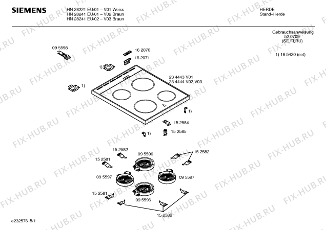 Схема №4 HN28245EU с изображением Панель для плиты (духовки) Siemens 00350829