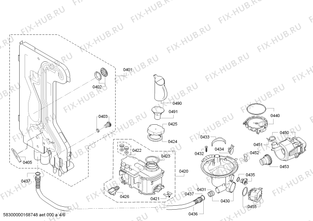 Схема №5 SMS43E08TR с изображением Силовой модуль запрограммированный для посудомоечной машины Bosch 00750166