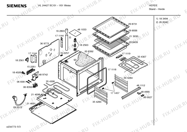 Взрыв-схема плиты (духовки) Siemens HL24427SC - Схема узла 03