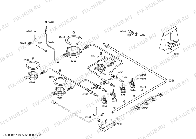 Схема №1 T2344W1 с изображением Варочная панель для плиты (духовки) Bosch 00219055