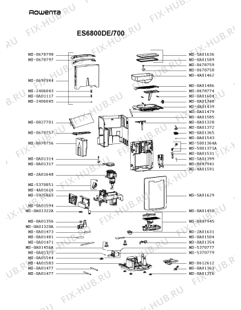 Схема №2 ES6800RU/70A с изображением Корпусная деталь для электрокофеварки Rowenta MS-5883794