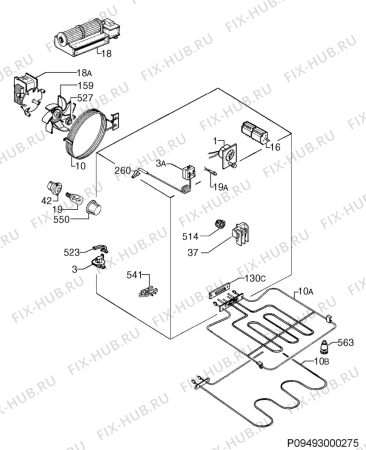 Взрыв-схема плиты (духовки) Zanussi ZBC762N - Схема узла Electrical equipment 268