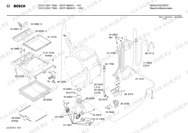 Схема №1 WOF1880 EXCLUSIV T900A с изображением Инструкция по эксплуатации для стиралки Bosch 00520265