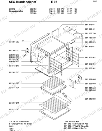 Взрыв-схема плиты (духовки) Aeg COMP. 530B-D GB - Схема узла Section1