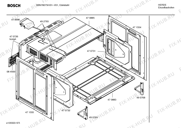 Схема №4 HBN78075H с изображением Инструкция по эксплуатации для плиты (духовки) Bosch 00589031