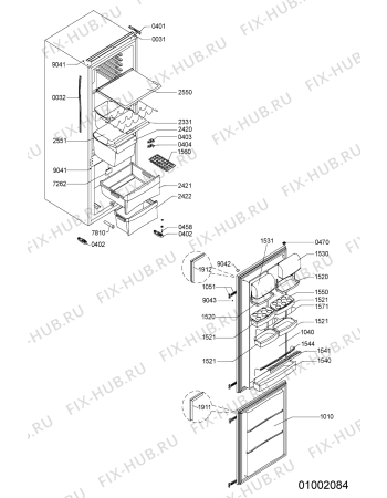 Схема №1 ARF 247 LH с изображением Уплотнение для холодильника Whirlpool 480132101622