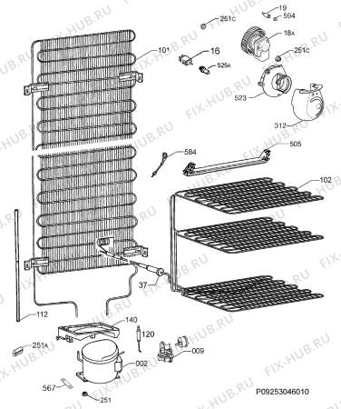 Взрыв-схема холодильника Zoppas PC361V - Схема узла Cooling system 017