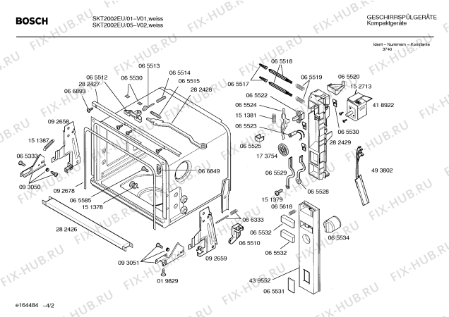 Схема №2 SKT2002EU с изображением Панель управления для посудомоечной машины Bosch 00439552