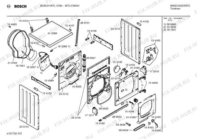 Схема №3 WTL5700 с изображением Инструкция по эксплуатации для электросушки Bosch 00525129