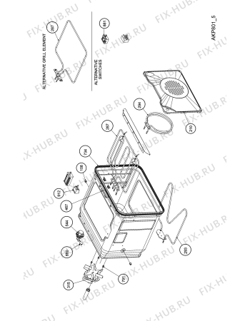 Взрыв-схема плиты (духовки) Whirlpool AKW301IX (F102568) - Схема узла