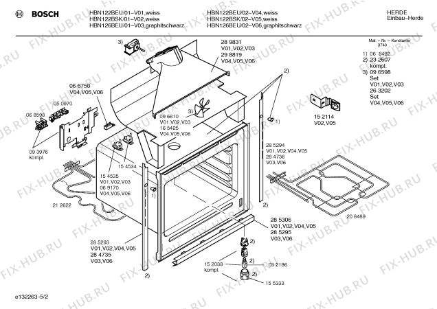 Схема №3 HBN122BSK с изображением Инструкция по эксплуатации для плиты (духовки) Bosch 00522527