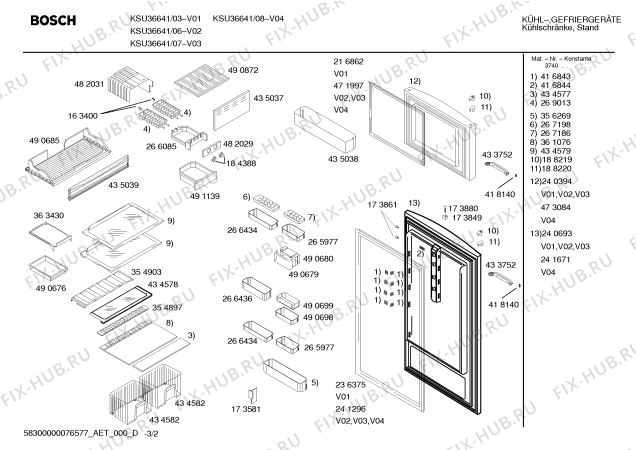 Взрыв-схема холодильника Bosch KSU36641 - Схема узла 02