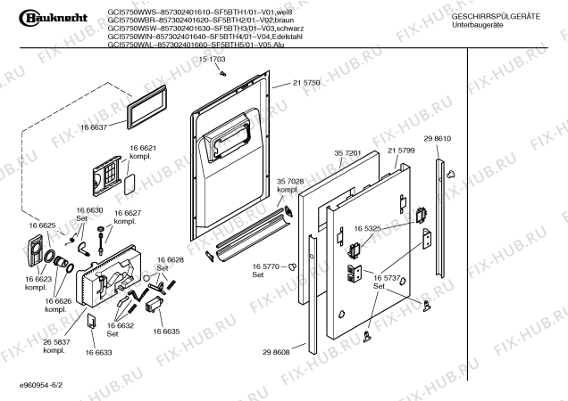 Схема №2 SF5BTH5 GCI5750WAL с изображением Кнопка для посудомойки Siemens 00183663