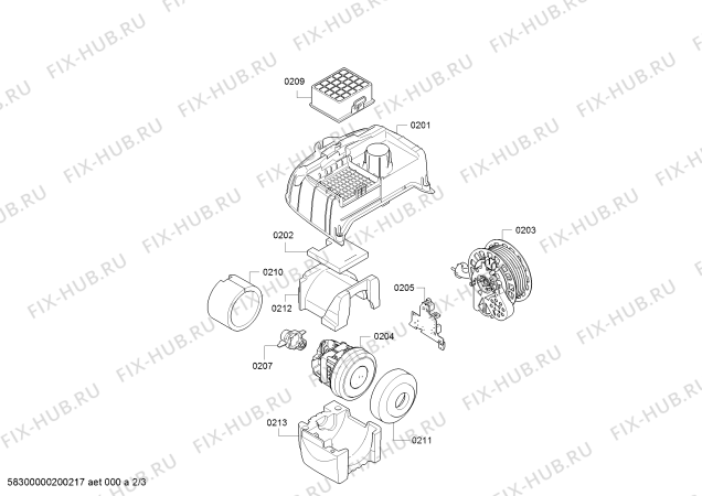 Схема №1 BGLS4530 Csoyy'y ProSilence с изображением Амортизатор для электропылесоса Bosch 12016328
