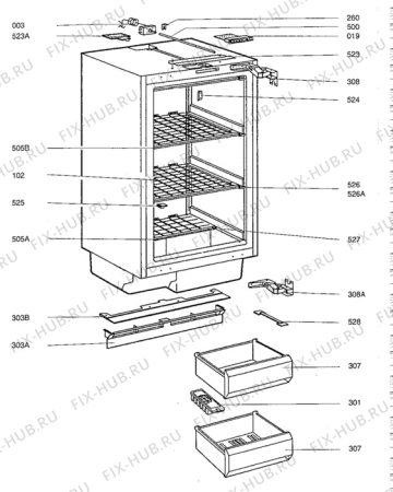 Взрыв-схема холодильника Aeg A1202-4IU - Схема узла Cabinet + armatures