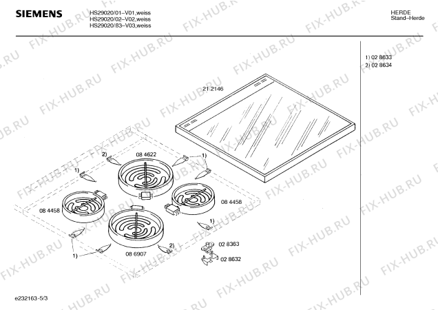 Схема №2 HS29020 с изображением Стеклокерамика для плиты (духовки) Siemens 00212146