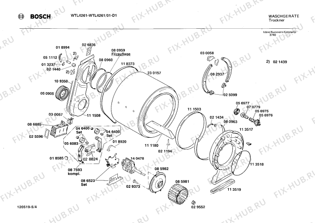 Схема №4 WTA2510 с изображением Вал для сушильной машины Bosch 00056892