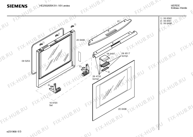 Взрыв-схема плиты (духовки) Siemens HE25020SK - Схема узла 03